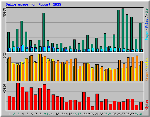 Daily usage for August 2025
